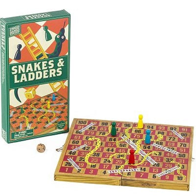 Snakes & Ladders - Handcrafted Wooden Game